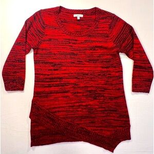 Croft & Barrow Women's Sweater 3/4 Sleeve Red/Black Small Hem& Sleeve Ac…